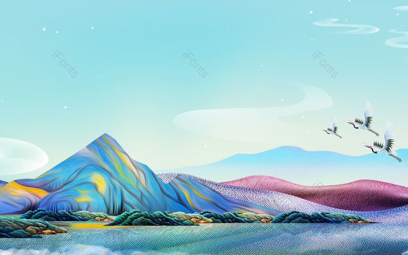 中国风唯美意境山水装饰背景设计,插画/手绘图,插画/手绘图库,插画/手绘图下载,插画/手绘
